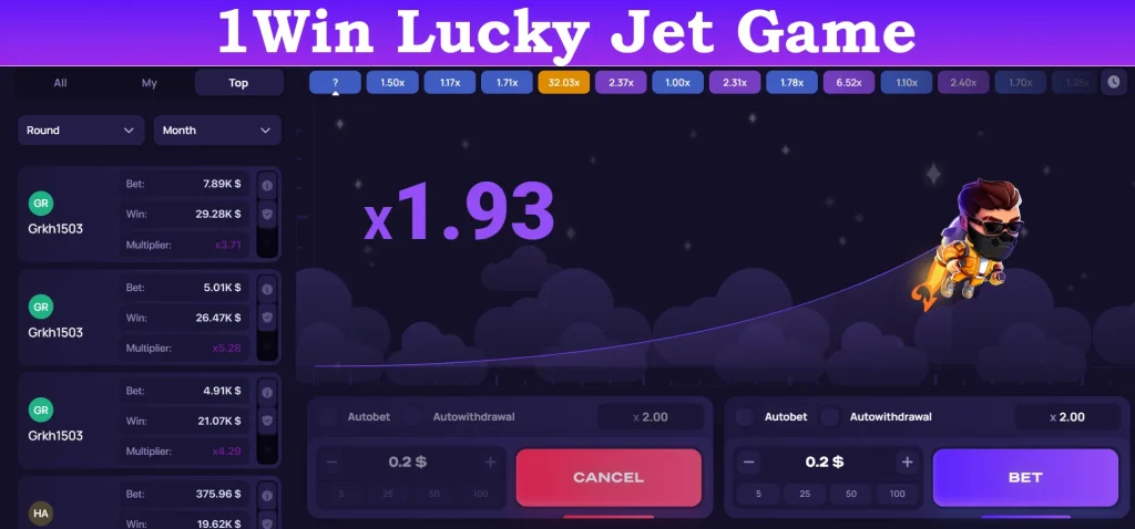 1win lucky jet game